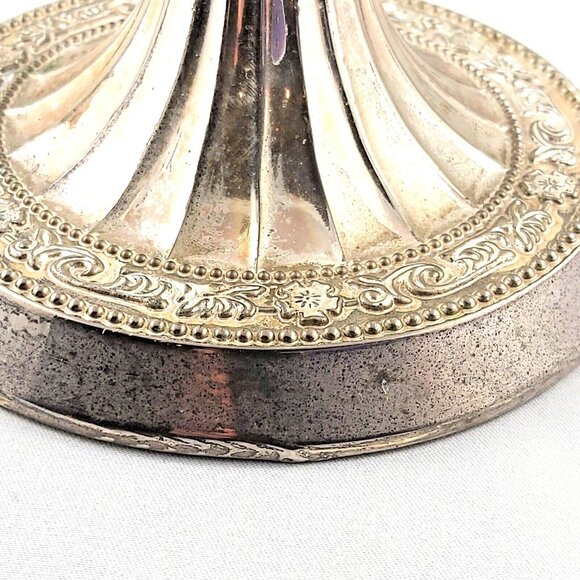 Candelabra-3 Holder-Zinc Plated-England-Blue Felt Bottom-Vintage- 10in x 10in - Picture 3 of 8